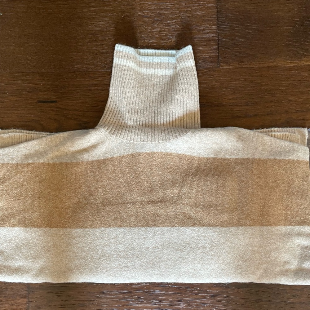 J crew Striped turtleneck sweater in Supersoft yarn BD045 Heather Linen camel - Picture 6 of 6